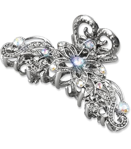 2 Pack Large Rhinestone Hair Clips, Crystal Pearl Hair Claw Clips, Black Gold Jumbo Jaw Clip, Nonslip Hair Claw For Thick Long Hair, Fashion Hair Clamp Accessories For Women Girls