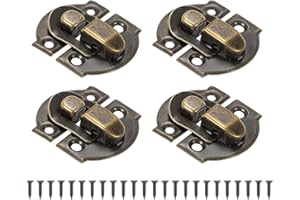 PATIKIL Small Metal Box Toggle Latch, 4 Pack Vintage Hasp Latch Lock Buckle Hardware with Mounting Screw for Wood Jewelry Cabinet Toolbox Ordinary Box, Bronze