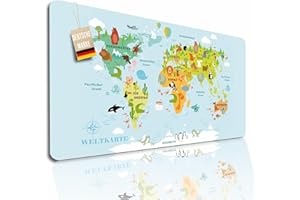 ‎LINEO Lineo® Schreibtischunterlage für Kinder; Weltkarte Kinderweltkarte Kinderschreibtisch-Unterlage Malunterlage wasserfeste Tischunterlage Tischmatte Deskpad (70x40 cm)