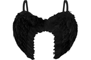 Moonlight Fright Womens Black Angel Wings of Darkness - Feather Black Wings for Dark Angel Halloween Costumes for Women - Ladies Devil Accessories or Dark Fairy Halloween Fancy Dress Accessories