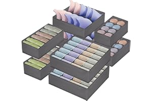 Mezzar Unterwäsche Organizer, 8 Stück Schubladen Organizer Faltbar Akleiderschrank Organizer Aufbewahrungsbox für Kleidung BHs Socken Krawatten Höschen Scarves (Grau)