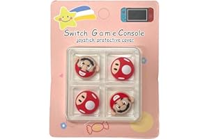 PRYSM GAMING Mario and 1-Up Mushroom kompatible Switch Joy-Con OLED Switch Joycon & Switch Lite Gummi-Daumengriffe-Abdeckungen – 4 Stück