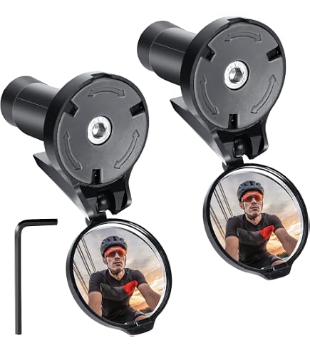 Kit De 2 Rétroviseurs Vélo HD 360° Réglables – Anti-choc, Viennent En Bouchons De Guidon, Compatibles Avec Vélos, Trottinettes Et Vélos électriques
