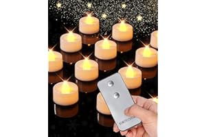BAONUOR LED Teelichter Mit Fernbedienung | 200+ Stunden ,Elektrische Flackernde | Flammenlose | CR2450 Batterien 3.6 * 3.5cm |12 Stück,LED Candles Warm-Weiß