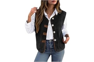 Wyongtao Gilet Femme Sans Manche Veste Polaire Chaud Manteau En Peluche Automne Hiver 2025 Manteaux Femme Sherpa Shaggy Casual Gilets Blousons De Saison Unie Sans Manches Avec Poches