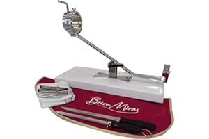 BRICOMIRAS JAMONERO BASCULANTE GIRATORIO BASE MADERA COLOR BLANCO, REGALO PINZA ARCOS + CUCHILLO JAMONERO + CHAIRA + CUBREJAMÓN (BURDEOS) + PAÑO, SOPORTE JAMONERO IDEAL USO DOMÉSTICO Y PROFESIONAL (Blanco)