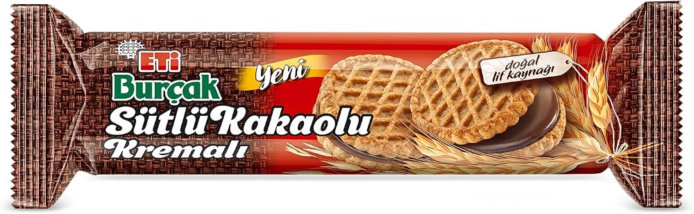 Eti Burçak Sütlü Kakaolu Kremalı Yulaflı Bisküvi (1 x 100 g)