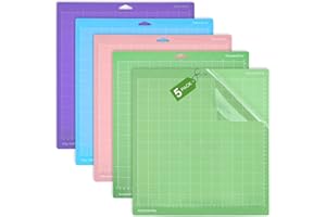 LEAZZLE 5 Piezas 12 x 12 Alfombrilla de Corte para Cricut Maker 3/Explore 3/Air/Air 2, 4 Diferente Adhesivas Tapete de Corte para Cricut, 30,5 x 30,5 CM (StandardGrip/LightGrip/StrongGrip/FabricGrip)