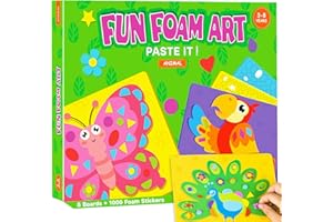 AluAbi 3D Foam Sticker - Fun with Foam Animals,No Mess Felt Sticker Art Craft Activity for Kids,DIY Mosaic Craft Kits, Children Travel Toys, Birthday Gifts for Boys & Girls Ages 3 4 5 6 7 8+