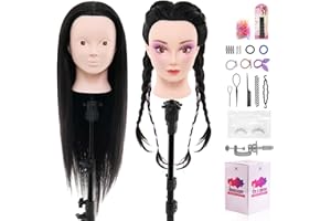NEVERLAND BEAUTY & HEALTH Neverland Testa Manichino 24" 50% Capelli Veri Testina Parrucchiere Testa per Parrucchieri Testa Manichino Uomo Manichino Cosmetologia Manichino Pratica Modello Con Morsetto & DIY Hair Styling Tool