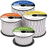 Brotree Polyester Rope 3 mm x 20 m Braided Cord on Roll - 200 kg MAX | White/Blue/Red, White Rope, 100% Polyester, Multipurpo