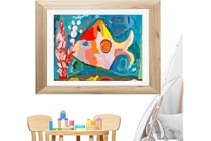 CIVG Cornici per Disegni per Bambini con Cinghia Fissa,Cornici Artistiche per Bambini con Apertura Frontale In Acrilico A4,Contiene Fino a 150 Opere d'arte per il Disegno Artigianale (Marrone)