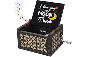SAKRUDA Wooden Music Box for Wife,Husband,Girlfriend,Daughter,Son,Dad,Mum,I Love You to the Moon and Back,Tune You Are My Sunshine,Vintage Musical Box to Boyfriend on Birthday,Mother’s Day,Valentine’s Day