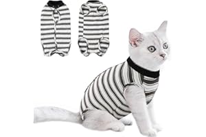 CITÉTOILE Katzenbody nach Op, Postoperative Katzenkleidung für Bauchwunden, Erholungsanzug Kleidung nach Der Operation Tragen, E-Halsband Alternative für Katzen Hunde, Schwarz, M