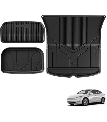 Tapis De Coffre TPE Sur Mesure Pour Tesla Model Y 5 Places 2021-2024 - Étanche, Antidérapant Avec Rebords