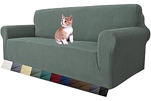 MAXIJIN Fodera per divano super elasticizzata per 3 posti, 1 pezzo Fodera per divano jacquard Protezione per mobili Cani Pet Friendly Fodera per divano aderente (3 posto, Verde Pisello)