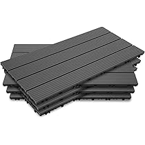Lospitch WPC Terrastegels 30x60cm Set Van 6 Voor 1m² In Houtlook Voor Tuin Balkon Vloerbedekking Met Drainage En Kliksysteem Terrasplanken Balkontegels Kliktegels Houten Tegels Antraciet