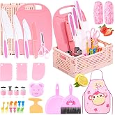 Montessori Cooking Set for Kids 30 Pieces, Educational Role Play Toy with Kitchen Accessories and Knives for Kids, Ages 3+