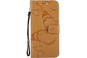 DENDICO Cover per Huawei P Smart 2018 / Enjoy 7S, Pelle Portafoglio Custodia per Huawei P Smart 2018 / Enjoy 7S Custodia a Libro con Funzione di appoggio e Porta Carte di Credito - Giallo
