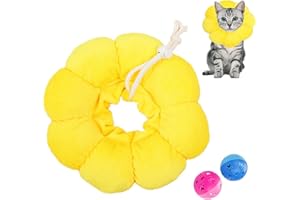 Heiqlay 1 Pieza Collar Isabelino Gato, Collar de RecuperacióN para Mascotas Borde Suave Ajustable Collar Anti Mordida de Borde Suave para Mascotas para Perros y Gatos, Flor del Sol, L