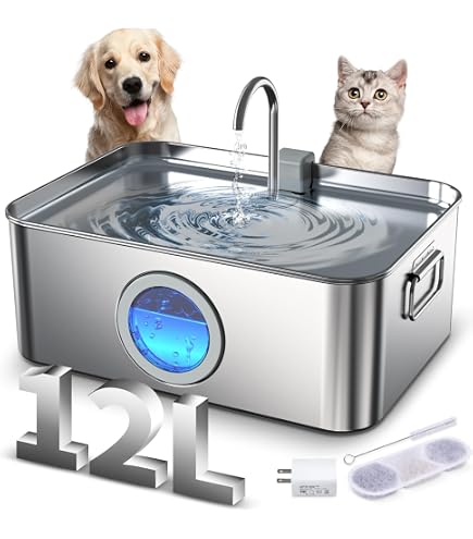 PETDOTT 2 Gallon Stainless Steel Dog Water Fountain - Large Pet Fountain With Filter For Dogs & Cats - View #13