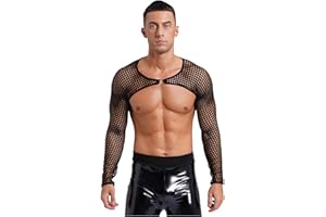Sywiyi Maillot De Corps Homme en Maille Musculaire Débardeur Transparent Bodybuilding Tshirt Sexy Crop Top Manches Longues Sousvêtements Haut pour Fête Rave Party