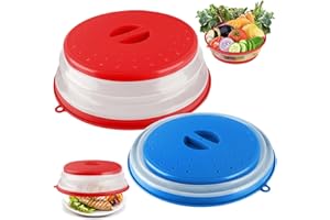 MKITNVY 2 Pezzi Copertura per Microonde Pieghevole, Coperchio per Microonde,Antischizzi Coperchio Piatto in Plastica per Microonde per Riscaldamento a Microonde e Antispruzzo