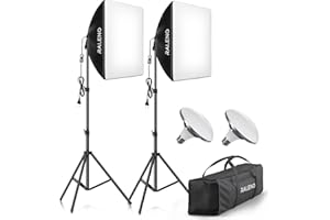 RALENO Zestaw Oświetlenia Softbox, Zestaw Oświetlenia Fotograficznego 50x50 cm Cali z Żarówkami LED (50W | 5500K | CRI>97 | 3m Kabel) Miękki Pojemnik do Nagrywania/Fotografii Portretowej | Model: PS70
