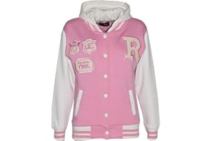 A2Z 4 Kids Mädchen Baseball Kapuzen Baby Rosa R Mode NYC/FOX Jacke Varsity Stil Mantel Lang Ärmel Beiläufig Mode Geschenke Alter 2-13 Jahre