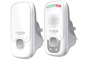 Hubble Listen Audio Baby Monitor with DECT Wireless Connectivity, Up to 50m Range, High Sensitivity Microphone, Visual Sound Level Indicator - White