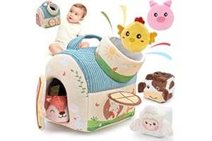FLEXTRIX Giochi Bambini 1 Anno, Giochi Montessori 1 Anno, Fattoria Animali Bambini con Fienile/Sonaglio/Specchio, Giochi Neonato 6 9 12 Mesi, Regalo Bambino 1 Anno