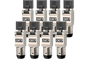 AVNSCNK Cat 7 RJ45 Stecker 10 Gbps, Werkzeugloser Netzwerkstecker für Verlegekabel AWG 22–24, Vollgeschirmt STP mit 50 μ vergoldeten Kontakten, Kompatibel mit Cat 7/Cat 6A[8 Stück]