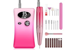 Urbuti Torno para Uñas Profesional 35000 rpm, 12 en 1 set de Manicura Eléctrica, lima de Uñas Eléctrica Recargable, Set de Manicura para Salón DIY