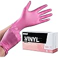 OKIAAS Pink Gloves S|Latex-Free Vinyl Gloves for Household, Food Handling, Lab Work and More|Small,100 Counts/Box