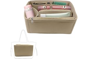 AUSYIWI Organizador de bolsos, organizador bolsos de mujer,organizador de bolso, organizador de bolsos de bolsillo interior con cremallera y múltiples compartimentos (Beige)