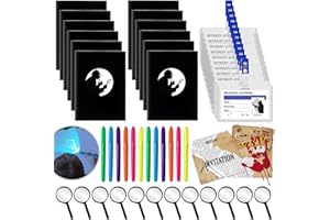 60 Pièces Kit Détective Enfant,Cartes D'Identité de Détective avec Clip&Stylo UV & Loupe de Détective Enfants&Cartons D'Invitation,Stylo Secret Cadeaux D'Anniversaire pour Enfants Jouet Cadeau