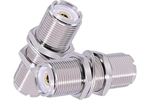 CNARIO CANRIO 2PCS SO239 PL-259 UHF Bulkhead Connector UHF Female to Female RF Coaxial Adapter Bulkhead Connector SO-239 PL259 RF Coax Adapter Low Loss