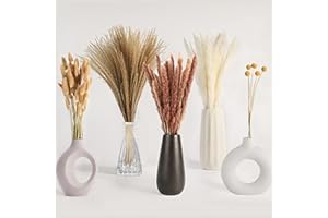 ZZQVIP Decoración de Hierba de Pampa,105 Piezas Flores Secas Naturales Alto 42-45CM, Decoracion Boho Fiestas Bodas, Sala de Estar, Dormitorio, Mesa, Casamiento, Baño y Oficina
