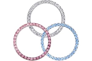 tao pipe Start Stop Botón decorativo, 3 unidades, plateado, azul y rosa, brillantes, anillo de coche, brillante, llavero, accesorios para coche, moto, accesorios para mujeres, decoración