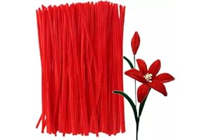 DESDIRA 100 chenilles rouges pour bricolage – Nettoie-pipes créatifs en tiges de chenille, idéals pour loisirs créatifs, DIY, fabrication d’animaux, figurines et décorations artisanales