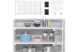 BCUUOZEEING Verstellbare Einlegeböden Schrank - 24cm Weit, Verstellbare Länge 48-80cm - Erweiterbares Einlegeböden Kleiderschrank, Nagelfrei Teleskop Regaltrenner für Kleiderschrank, Schrank, Küche, Badezimmer