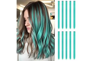 ARWIG 10 pezzi di estensione dei capelli con clip, estensioni dei capelli estensioni dei capelli umani estensioni dei capelli lisci lunghi clip in (turchese)