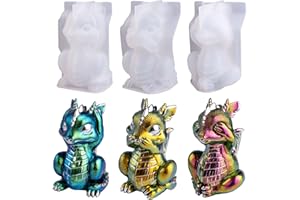 LET'S RESIN Dragon Resin Moulds, Hear, Speak, See No Evil 3 Pcs Dragon Epoxy Resin Moulds, Lively 3D Animal Silicone Molds for Epoxy Resin, Art Craft, Gift