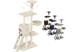 Beltom® TIRAGRAFFI PER GATTI 140 CM GIOCO PARCO GIOCHI CUCCIA GATTO GRAFFIATOIO SISAL ALBERO TIRA GRAFFI PALESTRA - Beige