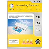 MR.R Thermal Lamination Bags A4 Size Glossy Transparent Thermal Laminated Plastic Sheets for Photos Files Drawings for Use wi