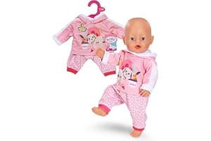 BABY born Jogging-Anzug - Mit Hoodie inkl. Hunde-Print & gemusterter Hose - Hochwertiges Puppenzubehör - Kleidung geeignet für Puppen der Größe 43 cm