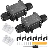 Newoutset IP68 Waterproof Connection Box 2 Pieces 2 Way Electrical Cable | Waterproof cable box &Oslash;5-12 mm, including screwdriv