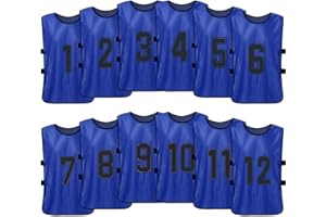 ERYUE Gilet, 12 PCS Adultes Football Pinnies Maillots De L'équipe De Football À Séchage Rapide Jeunes Sports Scrimmage Formation De L'équipe De Football Dossards Numérotés Pratique Gilet De Sport