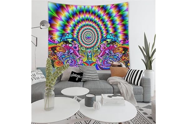 Morbuy Tapisserie Murales Mandala, Tenture Psychedelique Hippie Tapisseries Décoration Tapestry Murale Aesthetic Tenture Couverture pour Chambre Salon Déco Murale (150 x 200cm, Hippie 5)