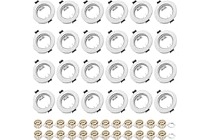 LTEELDAY Round White Recessed Ceiling Downlight Frames with GU10 Sockets, 55-70mm Cut-Out Hole Size, Compatible with LED & Halogen Bulbs, Mounting Frame for Spotlight Fixtures (Bulbs Excluded) - 24 Pack